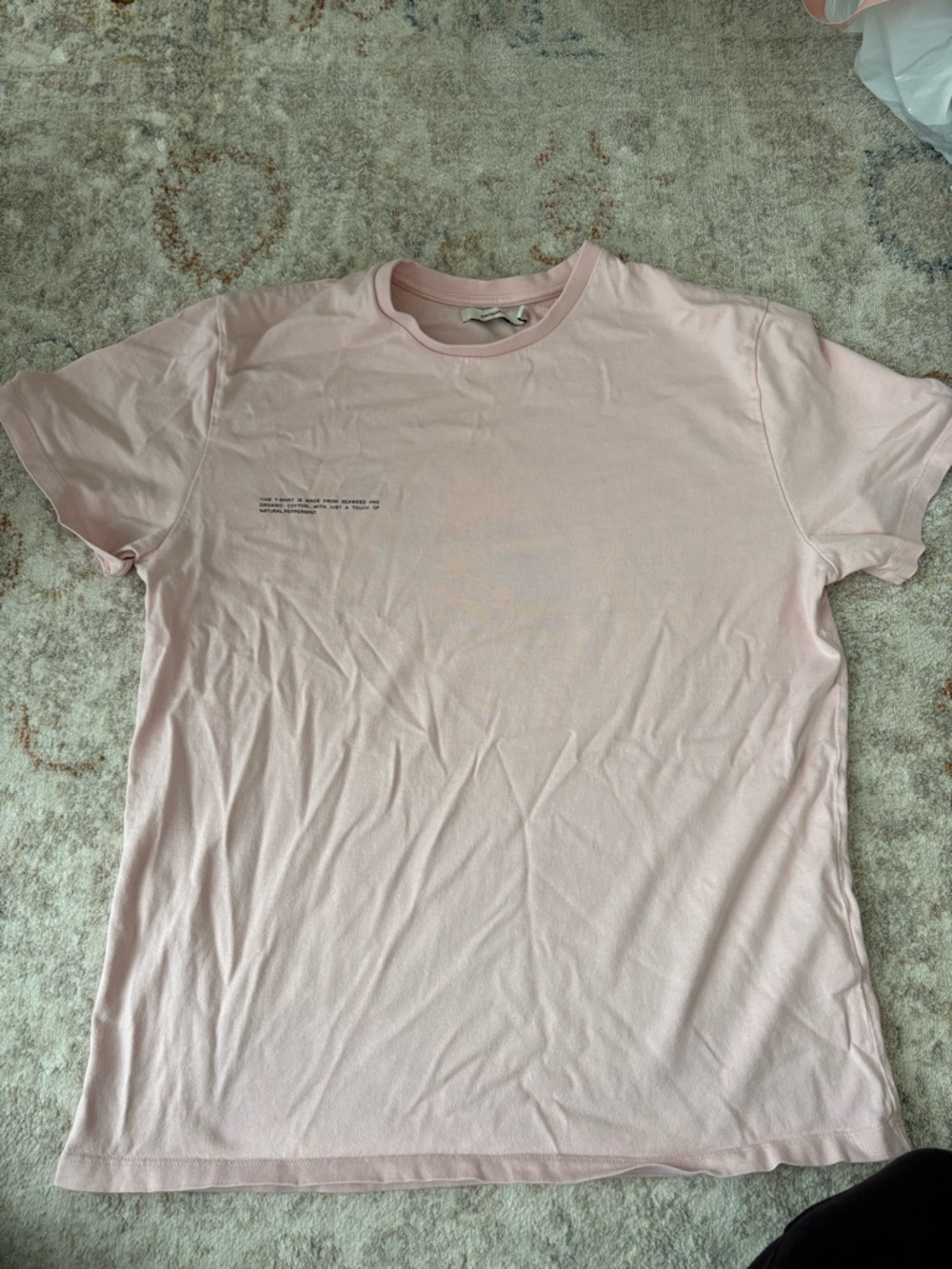 Pangaia Light Pink Crewneck Tee with Subtle Chest Text